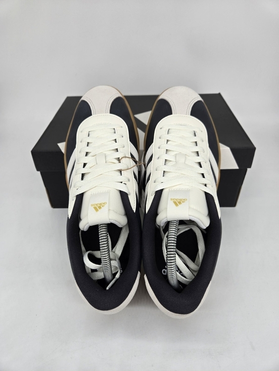 Adidas Men\'s VL Court 3.0 JR8638 Carbon Core White Gold Metallic Shoes Size 12